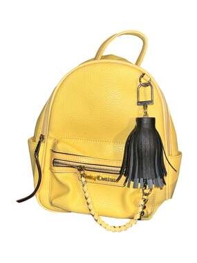 Juicy Couture Yellow Pebbled Faux Leather Mini Backpack with Tassel and Chain De